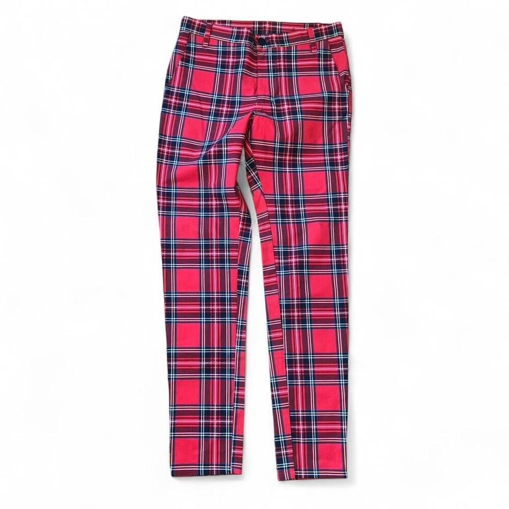 Original Use Men's Red Tartan Plaid Slim Trousers Preppy SZ 30"